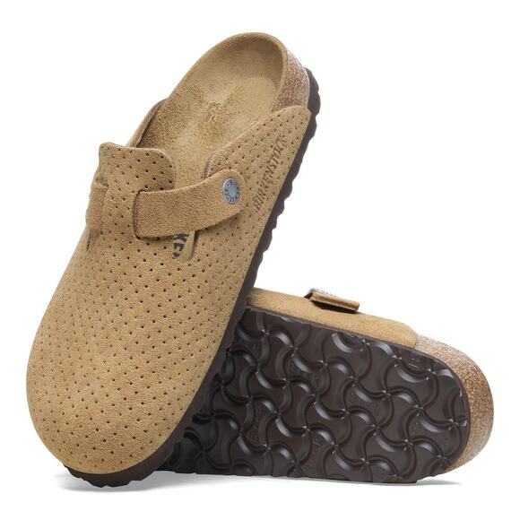 Birkenstock Other - NEW Birkenstock Boston Emboss Dots New Beige Suede Clogs 42 Narrow Fit Comfort